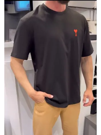 Unisex Bisiklet Yaka Baskılı Oversize T-Shirt - Siyah Unisex Bisiklet Yaka Baskılı Oversize T-Shirt - Siyah