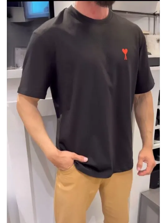 Unisex Bisiklet Yaka Baskılı Oversize T-Shirt - Siyah Unisex Bisiklet Yaka Baskılı Oversize T-Shirt - Siyah