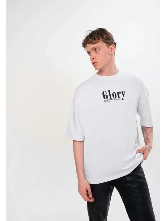 Unisex Bisiklet Yaka Baskılı Oversize T-Shirt - Siyah Unisex Bisiklet Yaka Baskılı Oversize T-Shirt - Siyah