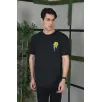Unisex Bisiklet Yaka Baskılı Oversize T-Shirt - Siyah Unisex Bisiklet Yaka Baskılı Oversize T-Shirt - Siyah