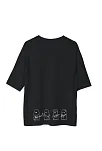 Unisex Bisiklet Yaka Baskılı Oversize T-shirt - Siyah