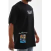 Unisex Bisiklet Yaka Baskılı Oversize T-Shirt - Siyah Unisex Bisiklet Yaka Baskılı Oversize T-Shirt - Siyah
