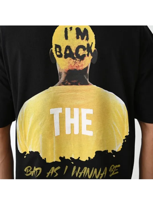 Unisex Bisiklet Yaka Baskılı Oversize T-Shirt - Siyah Unisex Bisiklet Yaka Baskılı Oversize T-Shirt - Siyah