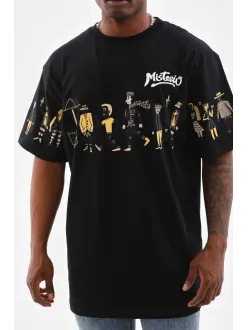 Unisex Bisiklet Yaka Baskılı Oversize T-shirt - Siyah Unisex Bisiklet Yaka Baskılı Oversize T-shirt - Siyah