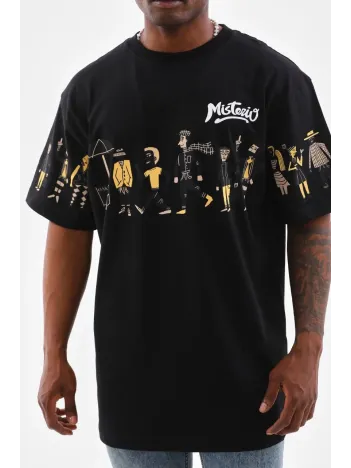 Unisex Bisiklet Yaka Baskılı Oversize T-Shirt - Siyah Unisex Bisiklet Yaka Baskılı Oversize T-Shirt - Siyah