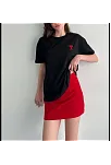 Unisex Bisiklet Yaka Baskılı Oversize T-shirt - Siyah