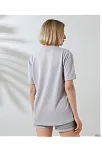 Unisex Bisiklet Yaka Baskılı Slim Fit T-shirt - Boyalı Gri