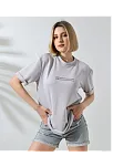Unisex Bisiklet Yaka Baskılı Slim Fit T-shirt - Boyalı Gri
