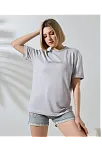 Unisex Bisiklet Yaka Baskılı Slim Fit T-shirt - Boyalı Gri