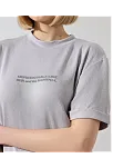 Unisex Bisiklet Yaka Baskılı Slim Fit T-shirt - Boyalı Gri