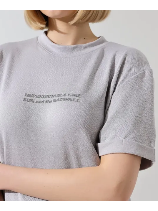 Unisex Bisiklet Yaka Baskılı Slim Fit T-Shirt - Boyalı Gri