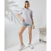 Unisex Bisiklet Yaka Baskılı Slim Fit T-Shirt - Boyalı Gri