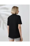 Unisex Bisiklet Yaka Baskılı Slim Fit T-shirt - Siyah