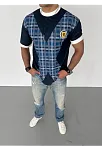 Unisex Bisiklet Yaka Baskılı Oversize T-shirt - Siyah