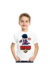 Unisex Bisiklet Yaka Kısa Kol Baskılı Çocuk T-shirt - Beyaz