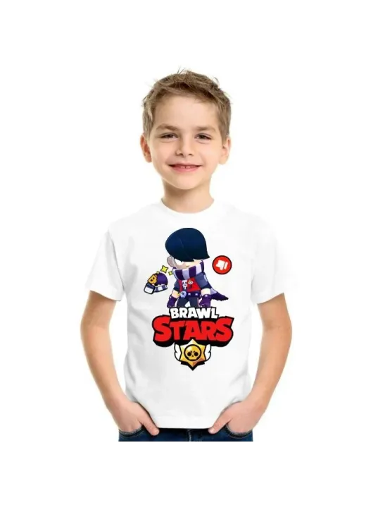 Unisex Bisiklet Yaka Kısa Kol Baskılı Çocuk T-shirt - Beyaz