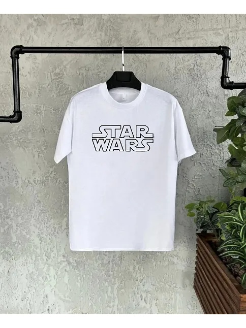 Unisex Bisiklet Yaka Kısa Kol Baskılı Çocuk T-shirt - Beyaz