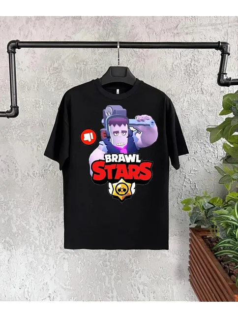 Unisex Bisiklet Yaka Kısa Kol Baskılı Çocuk T-shirt - Siyah