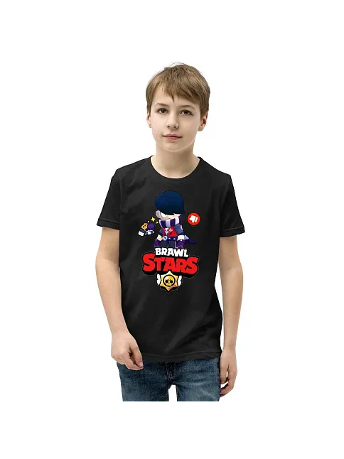 Unisex Bisiklet Yaka Kısa Kol Baskılı Çocuk T-shirt - Siyah