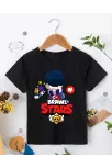 Unisex Bisiklet Yaka Kısa Kol Baskılı Çocuk T-shirt - Siyah Unisex Bisiklet Yaka Kısa Kol Baskılı Çocuk T-shirt - Siyah