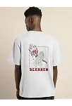 Unisex Bisiklet Yaka Oversize Baskılı T-shirt - Beyaz