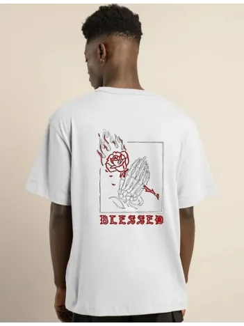 Unisex Bisiklet Yaka Oversize Baskılı T-Shirt - Beyaz Unisex Bisiklet Yaka Oversize Baskılı T-Shirt - Beyaz