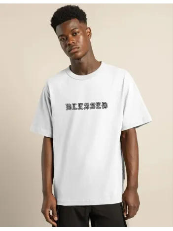 Unisex Bisiklet Yaka Oversize Baskılı T-Shirt - Beyaz Unisex Bisiklet Yaka Oversize Baskılı T-Shirt - Beyaz