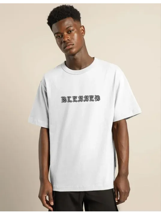 Unisex Bisiklet Yaka Oversize Baskılı T-Shirt - Beyaz Unisex Bisiklet Yaka Oversize Baskılı T-Shirt - Beyaz