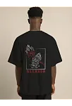 Unisex Bisiklet Yaka Oversize Baskılı T-shirt - Siyah