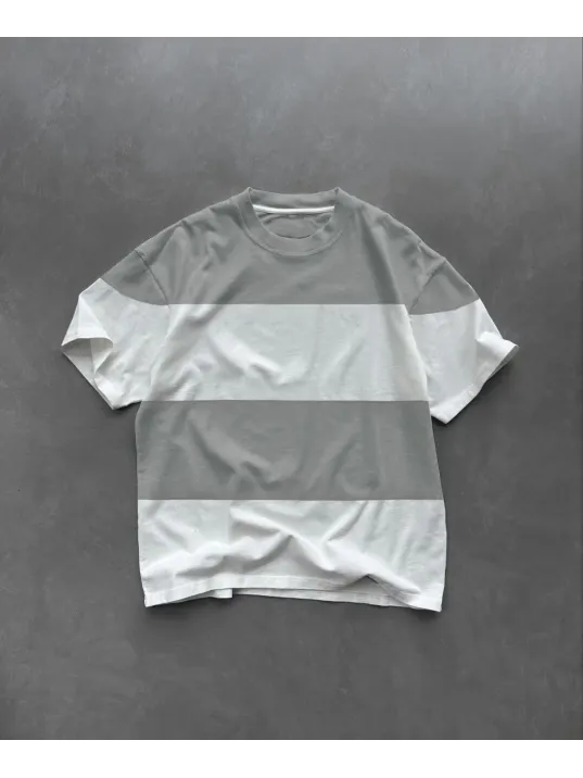 Unisex Bisiklet Yaka Parçalı T-Shirt - Gri Unisex Bisiklet Yaka Parçalı T-Shirt - Gri