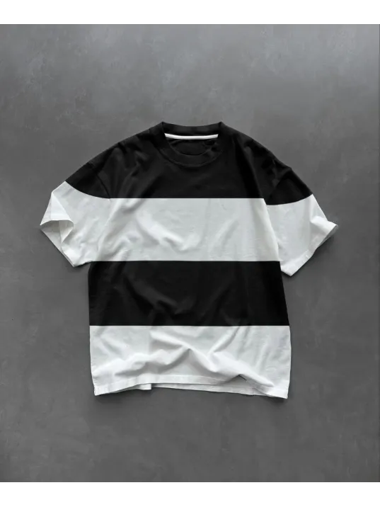 Unisex Bisiklet Yaka Parçalı T-Shirt - Siyah Unisex Bisiklet Yaka Parçalı T-Shirt - Siyah