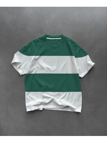 Unisex Bisiklet Yaka Parçalı T-Shirt - Yeşil Unisex Bisiklet Yaka Parçalı T-Shirt - Yeşil