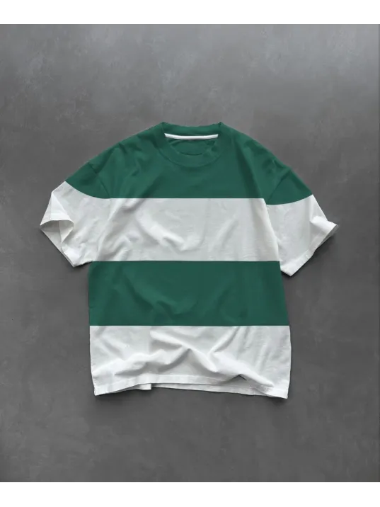 Unisex Bisiklet Yaka Parçalı T-Shirt - Yeşil Unisex Bisiklet Yaka Parçalı T-Shirt - Yeşil