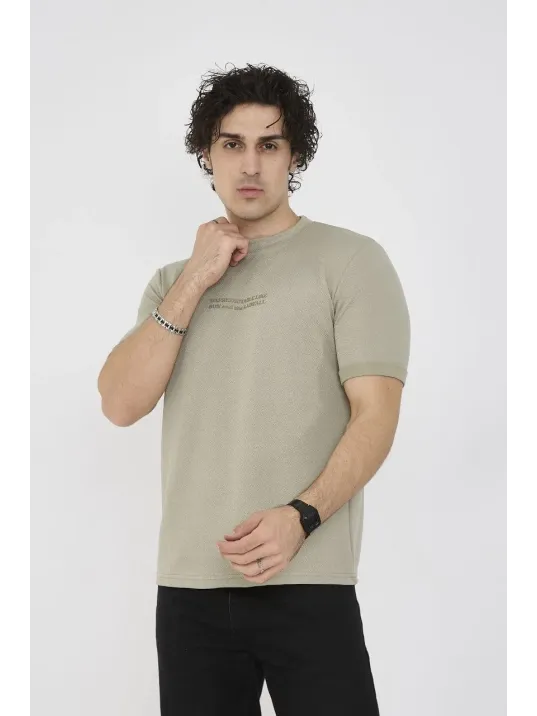 Unisex Bisiklet Yaka Slim fit T-Shirt- Açık Yeşil Unisex Bisiklet Yaka Slim fit T-Shirt- Açık Yeşil