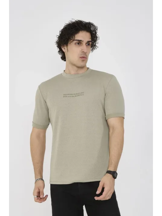 Unisex Bisiklet Yaka Slim fit T-Shirt- Açık Yeşil Unisex Bisiklet Yaka Slim fit T-Shirt- Açık Yeşil