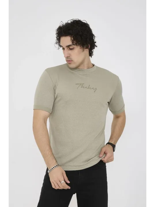 Unisex Bisiklet Yaka Slim fit T-Shirt- Açık Yeşil Unisex Bisiklet Yaka Slim fit T-Shirt- Açık Yeşil