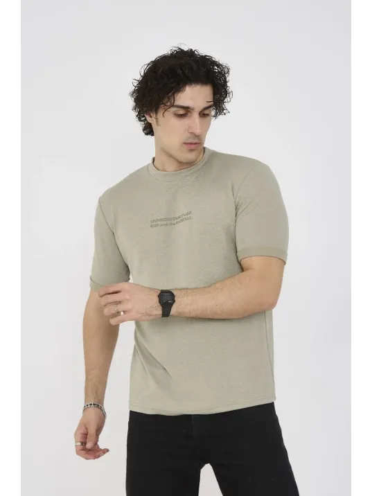 Unisex Bisiklet Yaka Slim fit T-Shirt- Açık Yeşil Unisex Bisiklet Yaka Slim fit T-Shirt- Açık Yeşil