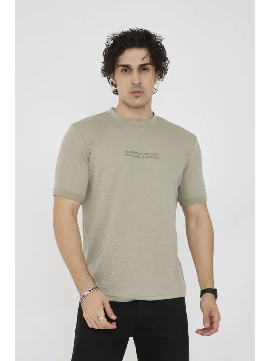 Unisex Bisiklet Yaka Slim fit T-Shirt- Açık Yeşil Unisex Bisiklet Yaka Slim fit T-Shirt- Açık Yeşil