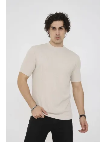 Unisex Bisiklet Yaka Slim fit T-Shirt- Bej Unisex Bisiklet Yaka Slim fit T-Shirt- Bej