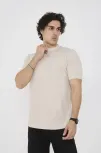 Unisex Bisiklet Yaka Slim Fit T-shirt- Bej