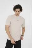 Unisex Bisiklet Yaka Slim Fit T-shirt- Bej Unisex Bisiklet Yaka Slim Fit T-shirt- Bej