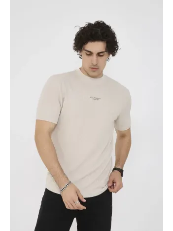Unisex Bisiklet Yaka Slim fit T-Shirt- Bej Unisex Bisiklet Yaka Slim fit T-Shirt- Bej