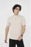 Unisex Bisiklet Yaka Slim Fit T-shirt- Bej Unisex Bisiklet Yaka Slim Fit T-shirt- Bej