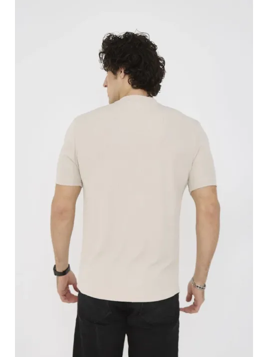 Unisex Bisiklet Yaka Slim fit T-Shirt- Bej Unisex Bisiklet Yaka Slim fit T-Shirt- Bej