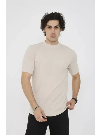 Unisex Bisiklet Yaka Slim fit T-Shirt- Bej Unisex Bisiklet Yaka Slim fit T-Shirt- Bej