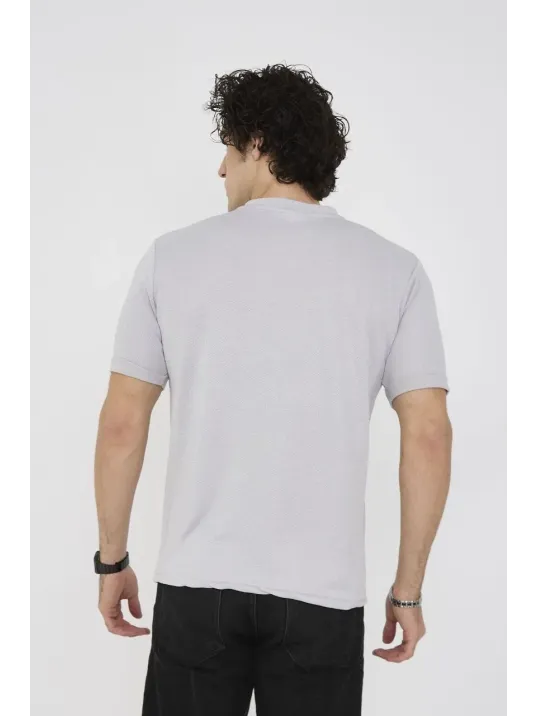 Unisex Bisiklet Yaka Slim fit T-Shirt- Boyalı Gri Unisex Bisiklet Yaka Slim fit T-Shirt- Boyalı Gri