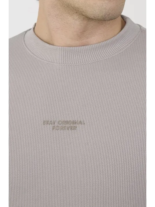 Unisex Bisiklet Yaka Slim fit T-Shirt- Boyalı Gri Unisex Bisiklet Yaka Slim fit T-Shirt- Boyalı Gri