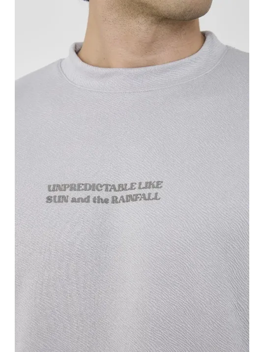 Unisex Bisiklet Yaka Slim fit T-Shirt- Boyalı Gri Unisex Bisiklet Yaka Slim fit T-Shirt- Boyalı Gri