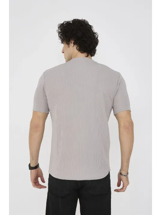 Unisex Bisiklet Yaka Slim fit T-Shirt- Boyalı Gri Unisex Bisiklet Yaka Slim fit T-Shirt- Boyalı Gri