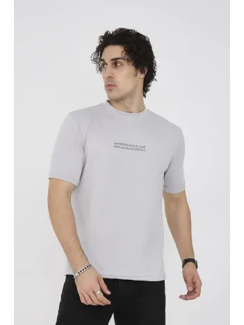 Unisex Bisiklet Yaka Slim fit T-Shirt- Boyalı Gri Unisex Bisiklet Yaka Slim fit T-Shirt- Boyalı Gri